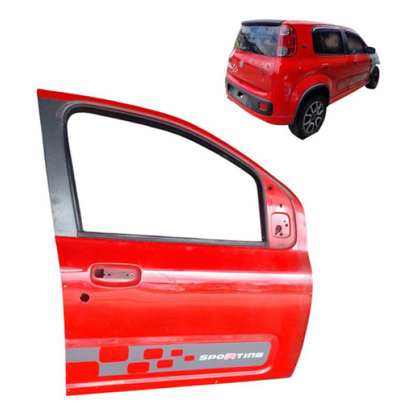 Porta Dianteira L.d Fiat Uno Vivace 2011 A 2014 Dianteira Direito Vermelho