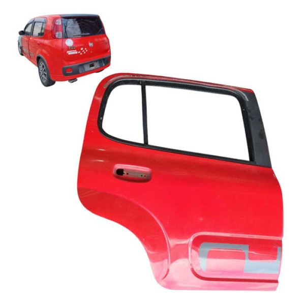 Porta Traseira Ld Fiat Uno Vivace 2011 A 2019 Traseira Direito Vermelho