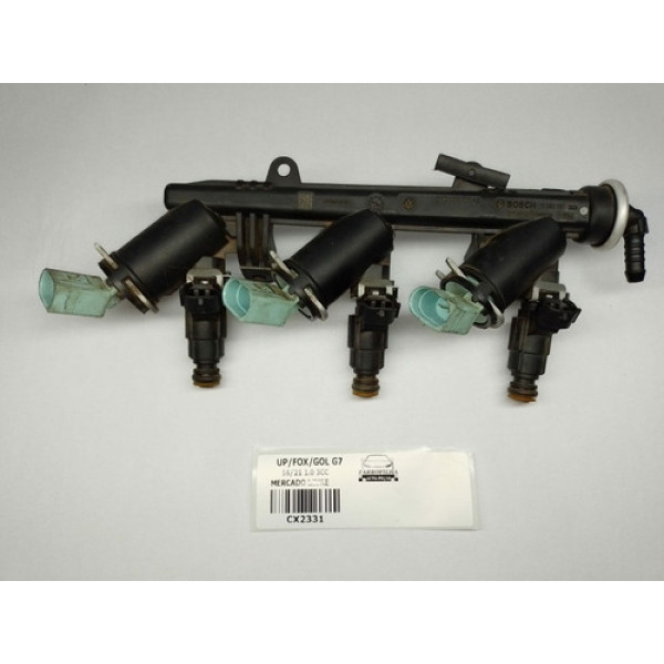 Flauta Bico Injetor Completo Vw Up/fox/gol G7 16/21 1.0 3cc 