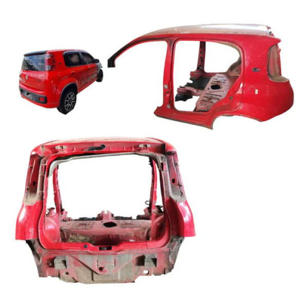 Traseira Com Teto Fiat Uno Vivace 4p 2011 A 2019 Vermelho