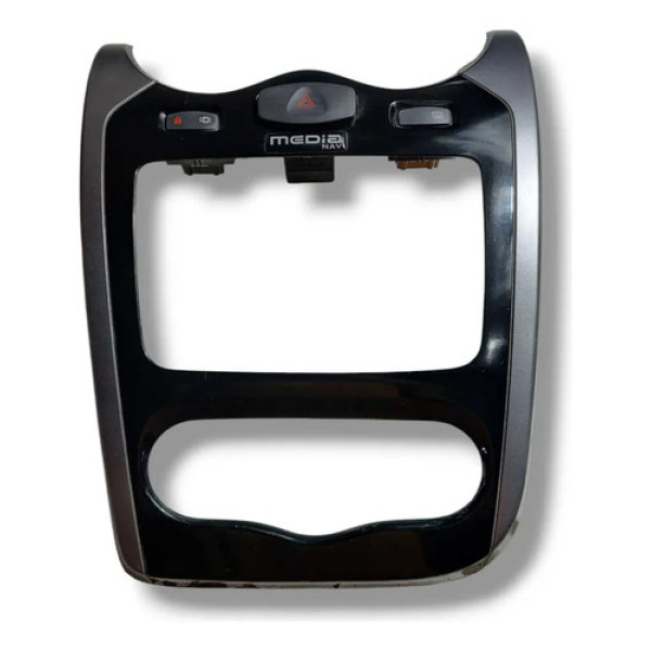 Moldura Central Painel Renault Sandero Logan 2011-2013 Preto Brilhante Com Detalhes Prata