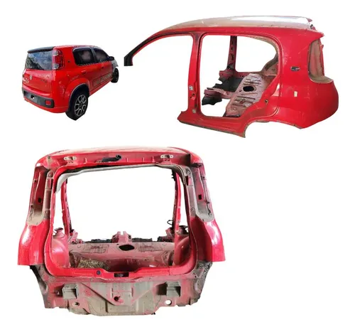 Traseira Com Teto Fiat Uno Vivace 4p 2011 A 2019 Vermelho